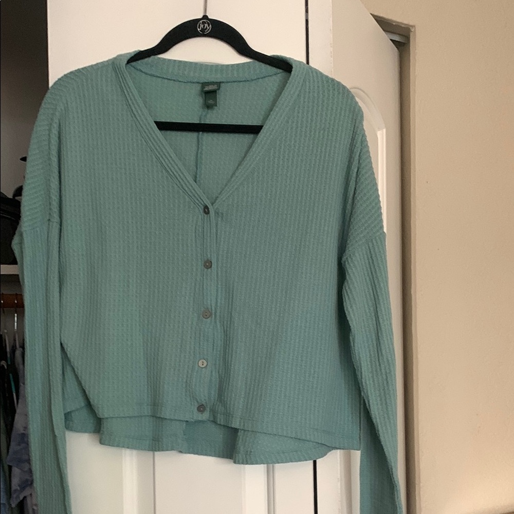 Teal Button-Up Cardigan